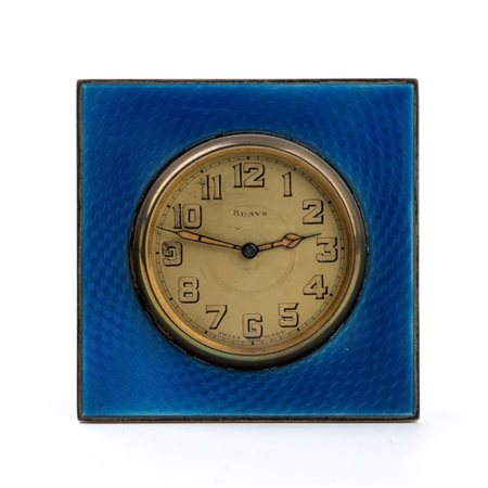  F Darton & Co: Orologio da tavolo Art Déco in argento e smalti Birmingham, 1926