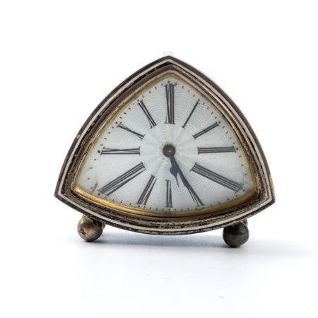 Franz Hiess & Söhne (Co.): Orologio da tavolo Art Déco in argento e smalti. Vienna, anni '20 - '30 