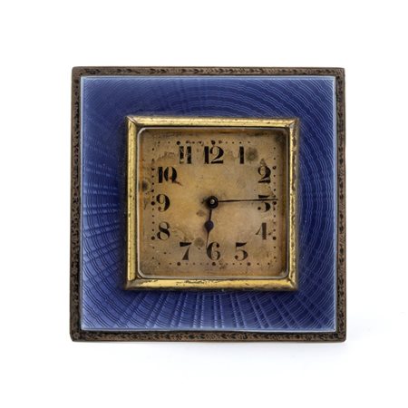 Walker & Hall: Orologio da tavolo Art Déco in argento e smalti. Birmingham, 1923