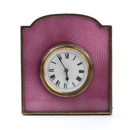  Orologio da tavolo Art Déco in argento e smalti. Londra 1924