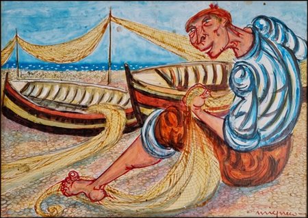 MIGNECO GIUSEPPE Messina 1903 - Milano 1997 "Pescatore"