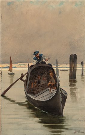 Pio Blanchi (Torino 1848-1917)  - Gita in gondola, 1886