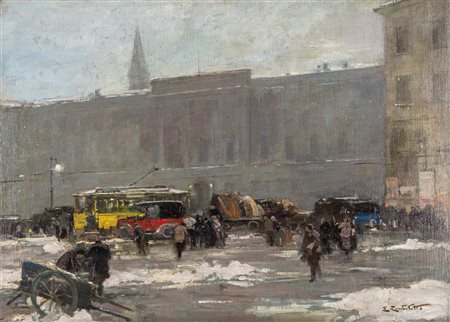 Lodovico Zambelletti (Milano 1881-1966)  - Milano sotto la neve