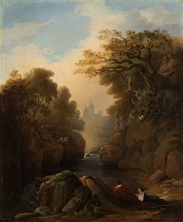 Pietro Ronzoni (Sedrina 1781-Bergamo 1862)  - Conversazione al fiume