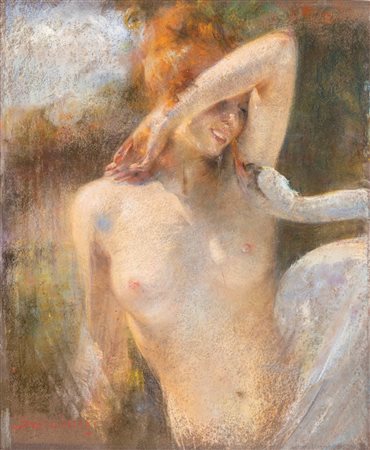 Luigi Serralunga (Torino 1880-1940)  - Leda e il cigno