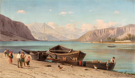 Carlo Jotti (Milano, 1826-1905)  - Riva di Malgrate