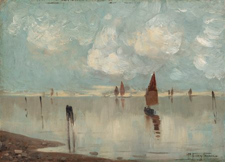 Pietro Fragiacomo (Trieste 1856-Venezia 1922)  - Barche in laguna