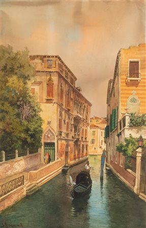 Alberto Prosdocimi (1852-1925)  - Canale a Venezia