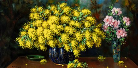 Alfio Paolo Graziani (Ronco Ferraro 1900-Gavirate 1981)  - Mimose e garofani