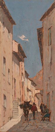 Giovanni Lomi (Livorno 1889-1969)  - Una via di Porto Azzurro