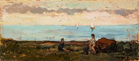 Giovanni Bartolena (Livorno 1866-1942)  - Sulla spiaggia