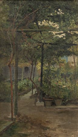 Lorenzo Cecconi (Roma 1863-1947)  - Angolo di giardino