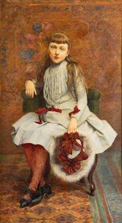 Giovanni Maria Rastellini (Buttogno 1869-Milano 1927)  - Ritratto di bambina, 1890