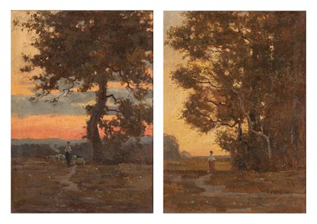 Giulio Fiori (Bolognese 1909-1991)  - Paesaggi al tramonto, 1950 and 1955