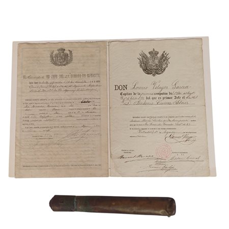 Documento militare esercito spagnolo, fine XIX secolo.