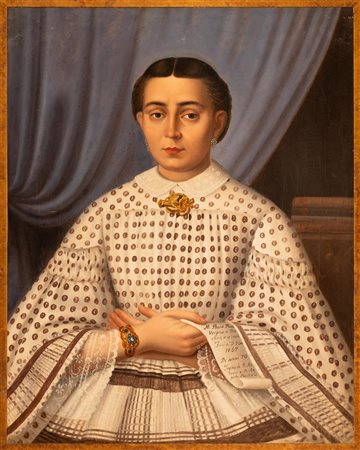 Ritratto di D. Maria Rossi figlia di Antonio e Angiola Pacifico   Pittore dell'Italia meridionale della seconda metà del XIX secolo