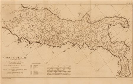 Carte de l'Italie  proprement dite où l'objet principal a été de tracer LES VOYES ROMAINES. Pour l'intelligence de l'Histoire Romaine de Mr ROLLIN.   Jean-Baptiste Bourguignon d'Anville