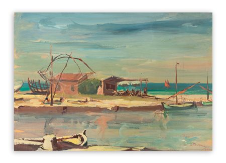 DANIELE FONTANA (1900-1984) - Il canale di Rimini, 1952