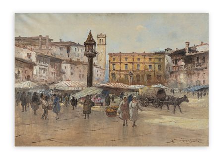 UMBERTO ZIVERI (1891-1971) - Verona - Piazza delle Erbe, 1936