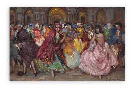 LUIGI SERRA (1846-1888) - Carnevale Venezia