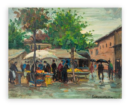 FELICE VELLAN (1889-1976) - Mercato a Mazzé, 1963