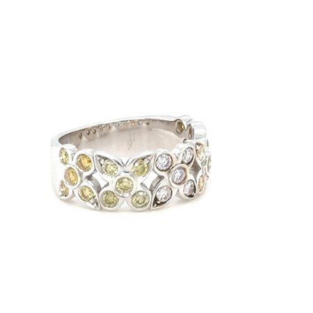 ANELLO IN ORO BIANCO 18K 6.41 GR CON DIAMANTI FANCY - HR1120