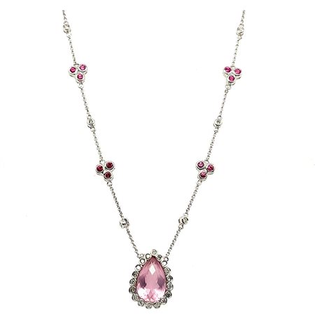 GIROCOLLO CON QUARZI ROSA E DIAMANTI - PND30403