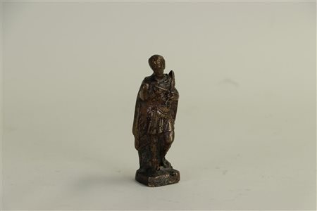 An antique bronze statue of St. Longinus, excavated. H.: 9,8 cm.