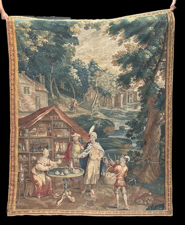 A rare tapestry depicting coffee tasters. Late 17th, early 18th century. 270...