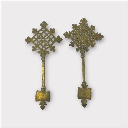 A pair of Ethiopian blessing crosses, 18th century.