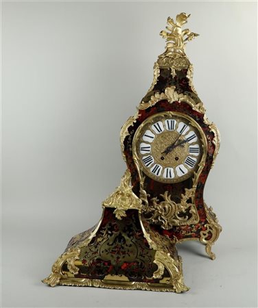 A large 'Boulle' Louis XVI mantel clock on console, enamel Roman numeral...