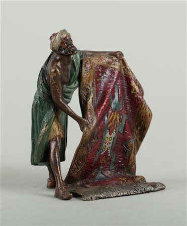 A Viennese, cold painted bronze 'The Carpet Dealer', marked in the base:...