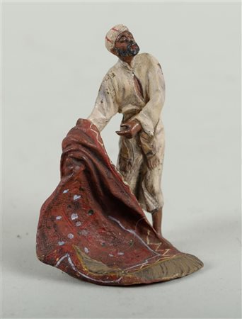 A Viennese, cold painted bronze 'The Carpet Dealer', marked in the base:...