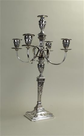 A large Italian style five-armed table candlestick. gross 1.890 grams....