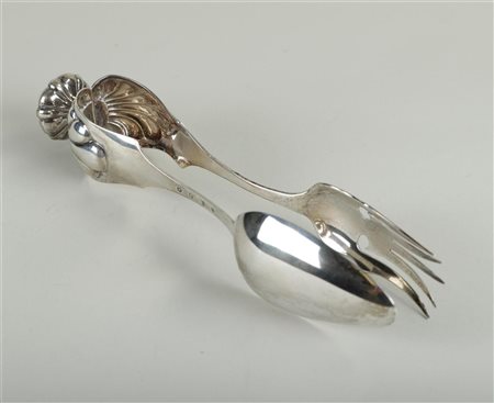 A silver salad tong, various hallmarks, 2nd grade, 172.4 grams. (needs to be...