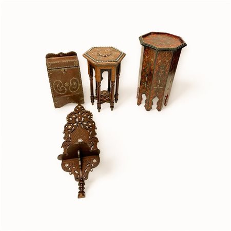 A lot consisting of (4) 'North African' furniture, including a hexagonal and...