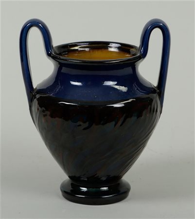 Hermann August KÄHLER (1846 - 1917), A blue-glazed amphora vase, signed and...