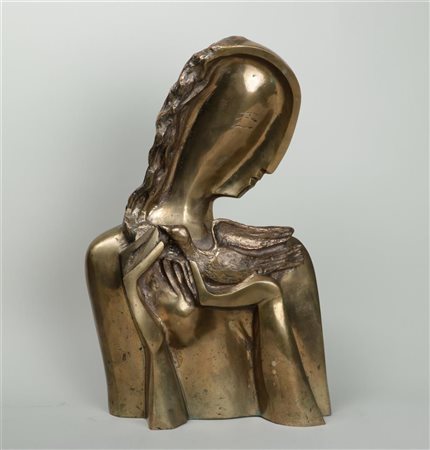 Attributed to Ossip Zadkine (1888 - 1967), Young girl in a column, bronze....