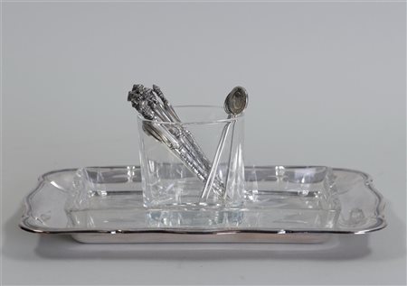 A miscellaneous lot consisting of a silver-plated vide poche with glass...