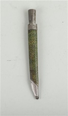 An antique silver travel knife so-called ' Schager ' knife. On the blade is...