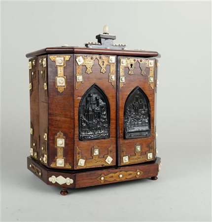 A wooden liquor cellar worked with brass and bone. Germany, 19th century. 264...