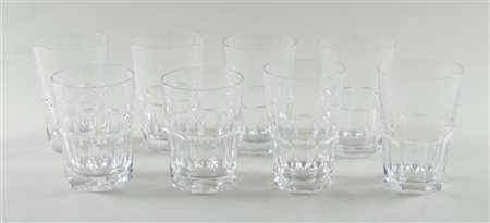 A lot of eight crystal Val Saint Lambert glasses, signed on the bottom 'VSL'....