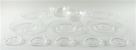 A crystal Val Sant Lambert set consisting of 5 coasters, five plates and two...