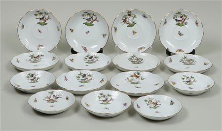 A lot of 15 porcelain saucers with Rotchild decoration. Herend, 20th...