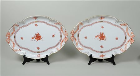 Two porcelain serving dishes in Apponyi orange decor. Herend, 20th...