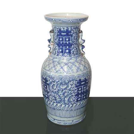 Grande vaso cinese dinastia Qing 1821/1850 blu e bianco, 1821/1850