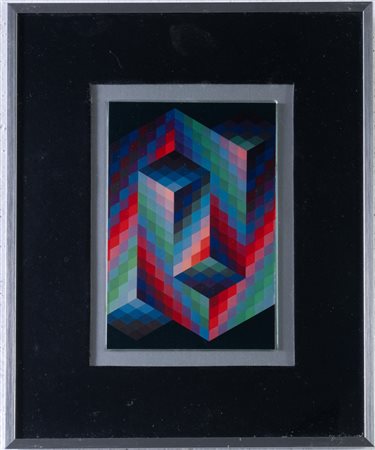 Victor Vasarely ( Pécs 1906 - Paris 1997). Lotto di 5 stampe offset su supporto metallico.