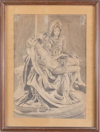 Pittore dell'inizio del XX secolo. Disegno raffigurante Pietà di Michelangelo.