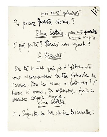 D'Annunzio Gabriele, Foglio autografo dalla tragedia La Gioconda con varianti...