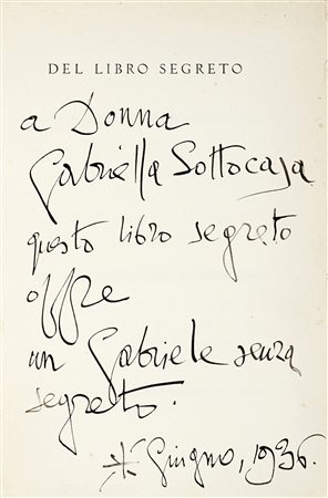 D'Annunzio Gabriele, Dedica autografa su libro Angelo Cocles. Cento e cento e...